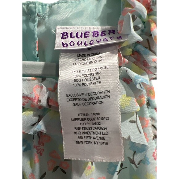blueberi boulevard Girls Pastel Floral Ruffle Trim Swing Dress Size 5 - Picture 3 of 4
